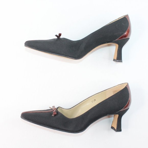 Etienne Aigner 'Bixby' Black Brown Bow Heels #123 - Picture 5 of 12